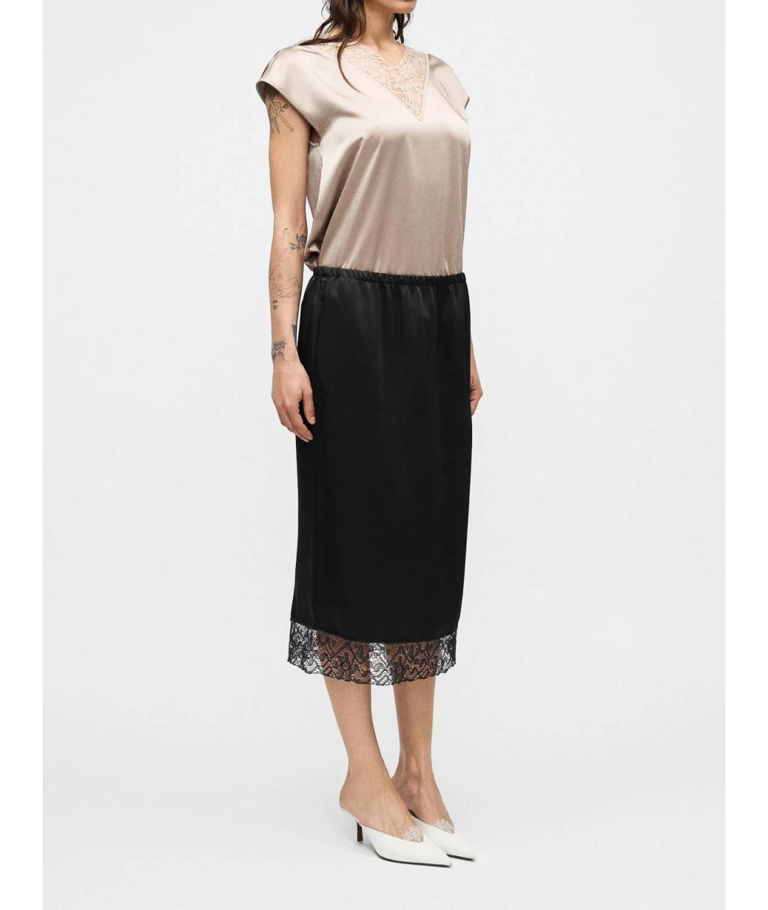 WEEKEND MAX MARA Черная хлопковая юбка миди, фото 5