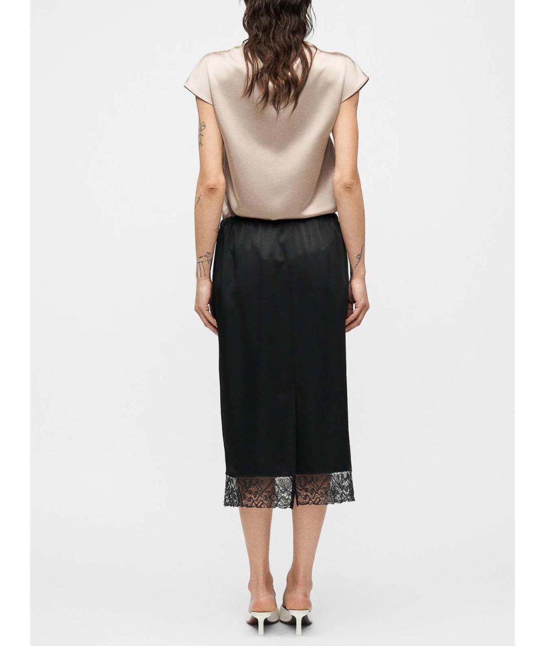 WEEKEND MAX MARA Черная хлопковая юбка миди, фото 4