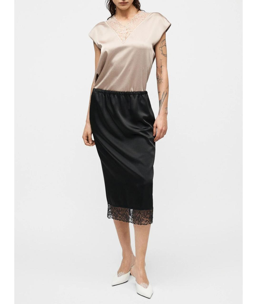 WEEKEND MAX MARA Черная хлопковая юбка миди, фото 3