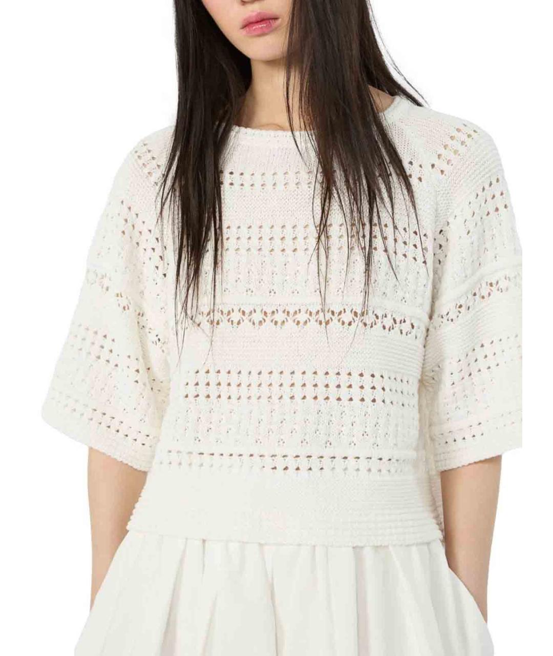 WEEKEND MAX MARA Белый хлопковый джемпер / свитер, фото 4