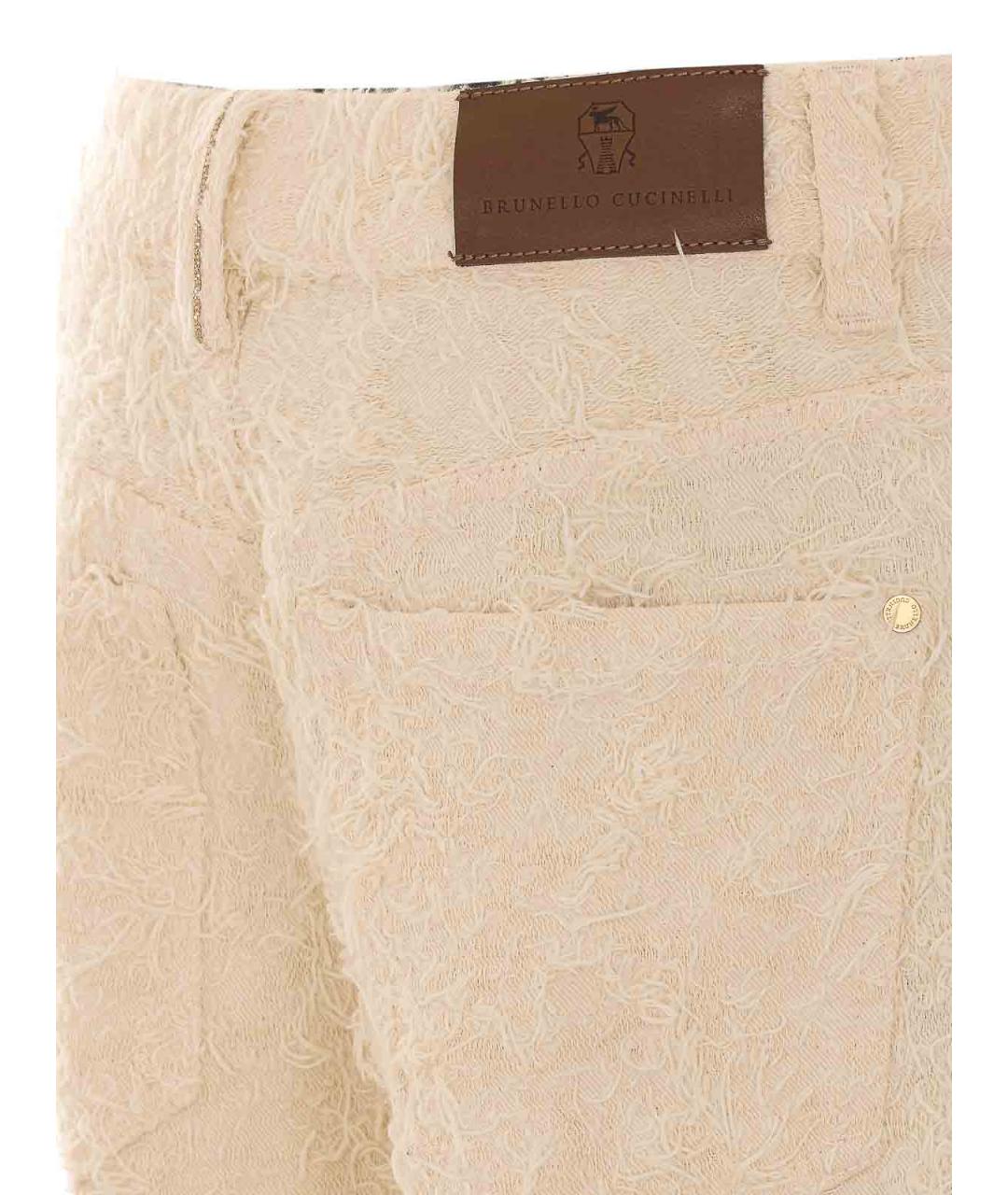 BRUNELLO CUCINELLI Бежевые хлопковые брюки широкие, фото 3