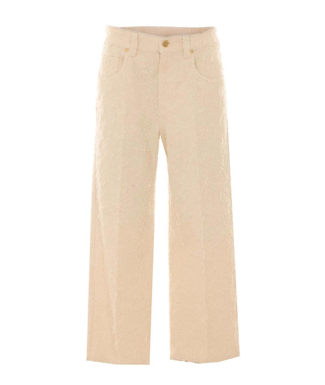 BRUNELLO CUCINELLI Бежевые хлопковые брюки широкие, фото 1