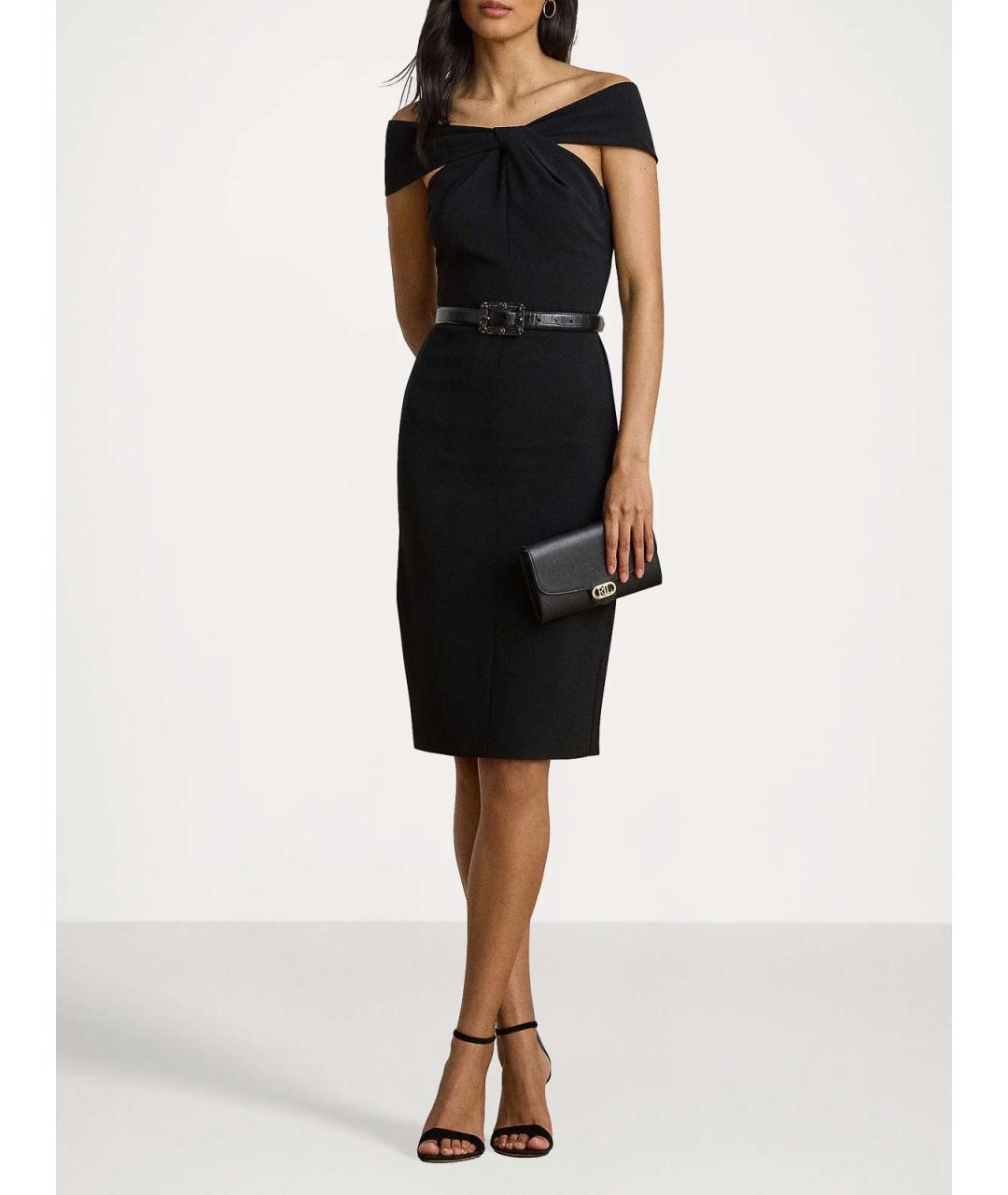 RALPH LAUREN Черное полиэстеровое коктейльное платье, фото 4