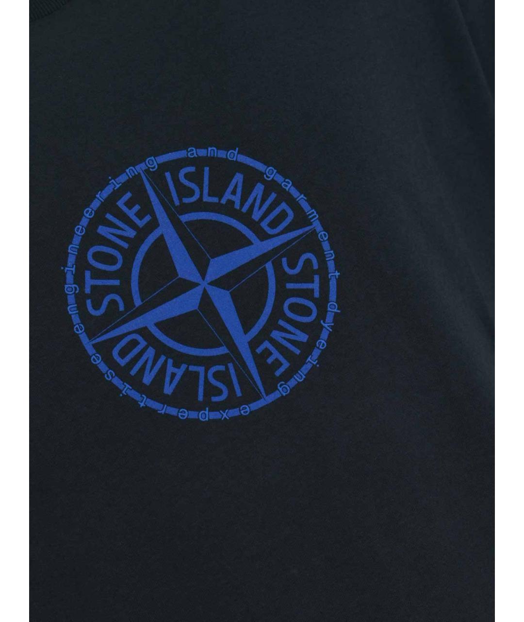 STONE ISLAND Темно-синяя хлопковая футболка, фото 3