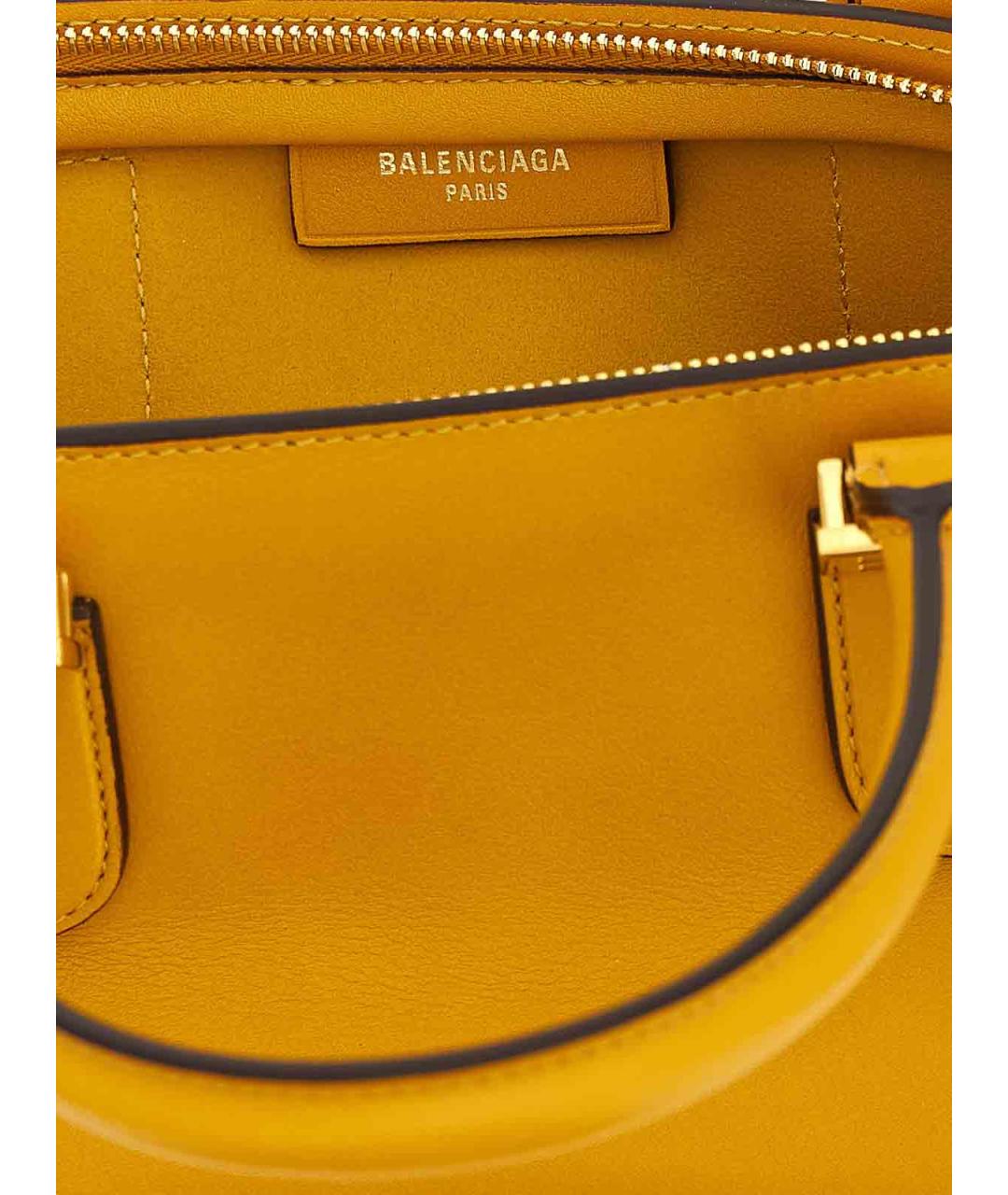 BALENCIAGA Желтая кожаная сумка тоут, фото 4