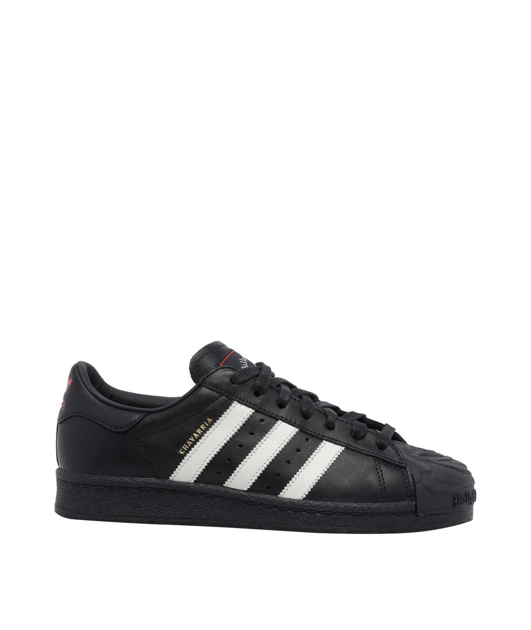 ADIDAS Черные кожаные низкие кроссовки / кеды, фото 1