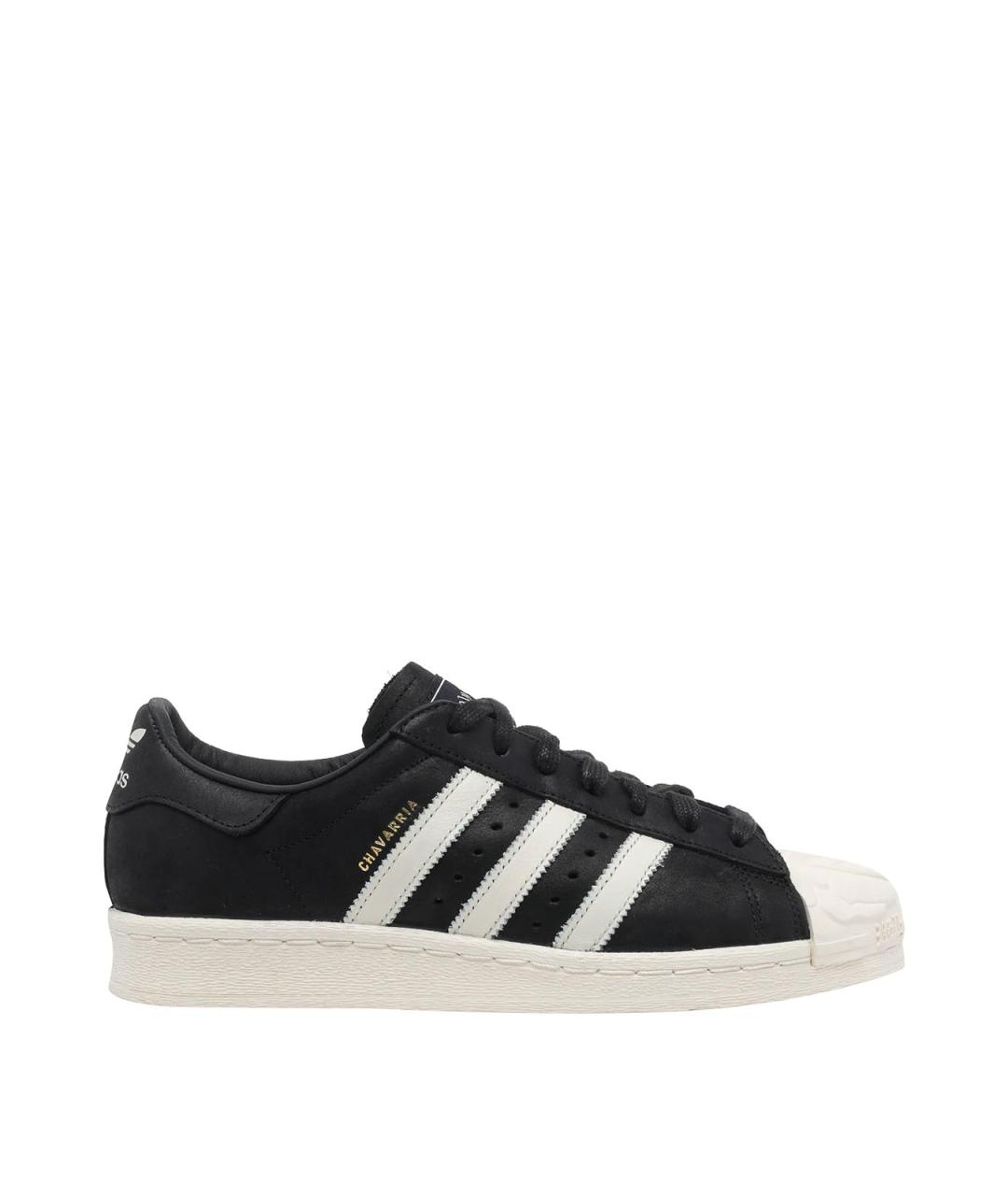 ADIDAS Черные кожаные низкие кроссовки / кеды, фото 1