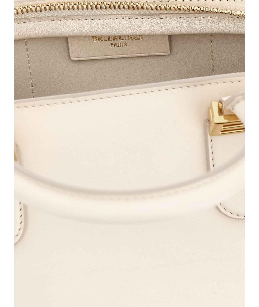 BALENCIAGA Белая кожаная сумка тоут, фото 4