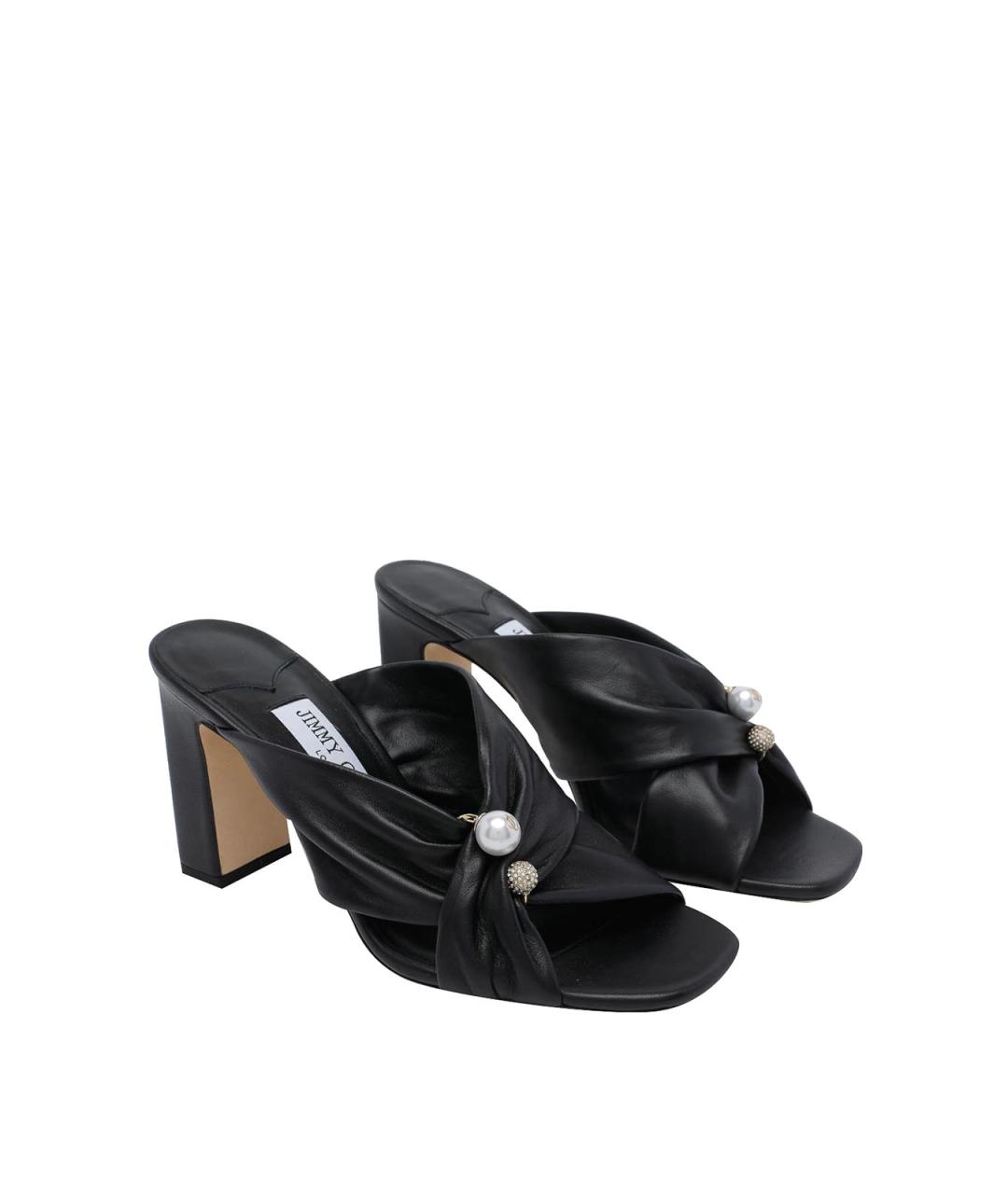 JIMMY CHOO Черные кожаные мюли, фото 2