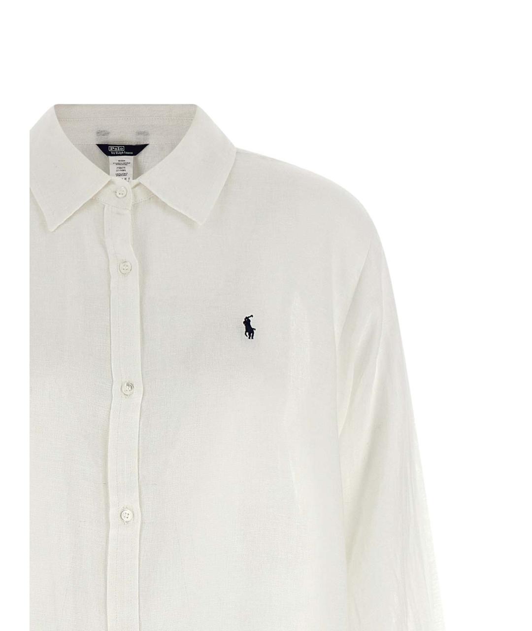 POLO RALPH LAUREN Белое льняное повседневное платье, фото 3