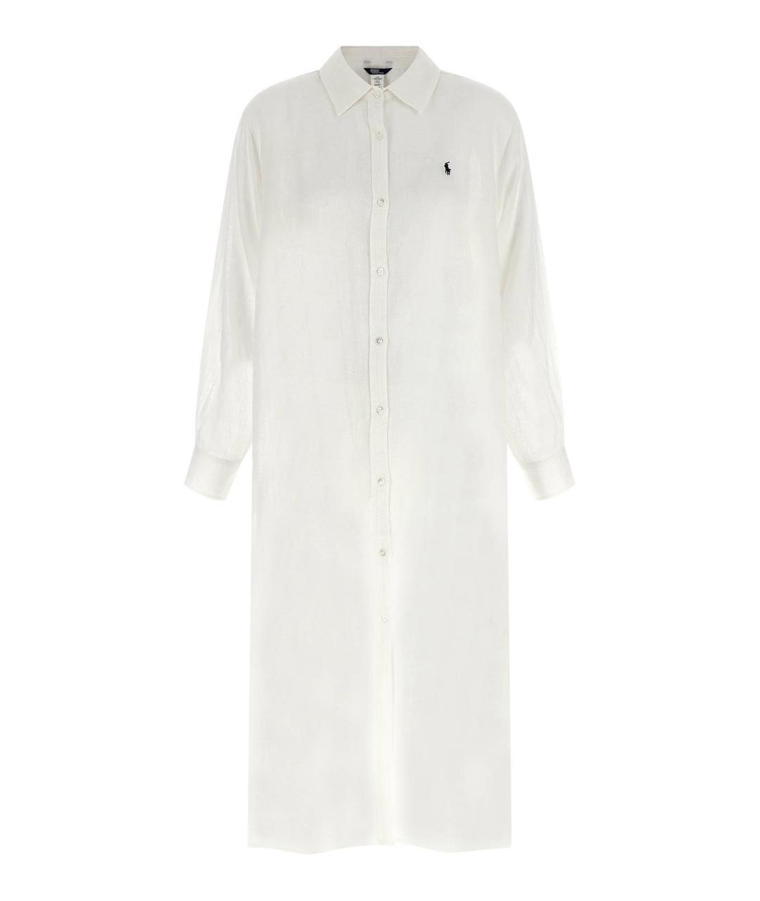 POLO RALPH LAUREN Белое льняное повседневное платье, фото 1
