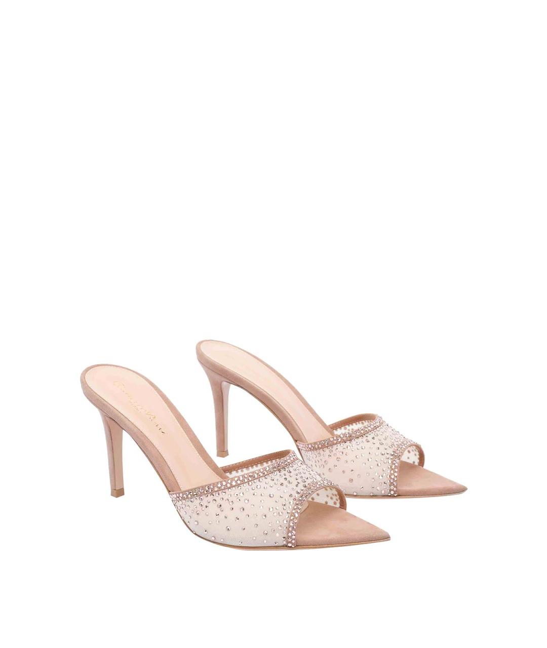 GIANVITO ROSSI Розовые текстильные мюли, фото 2