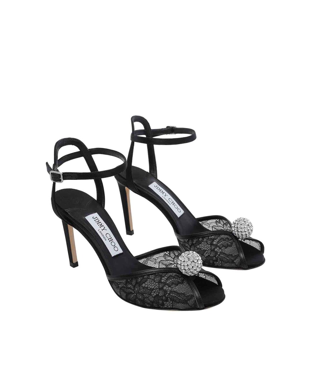 JIMMY CHOO Черные кожаные босоножки, фото 2