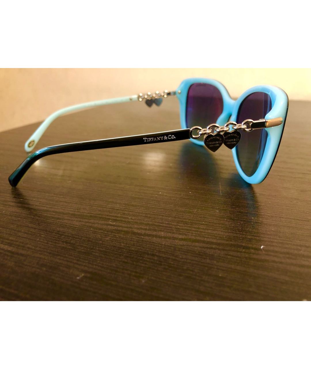 TIFFANY&CO Голубые пластиковые солнцезащитные очки, фото 2