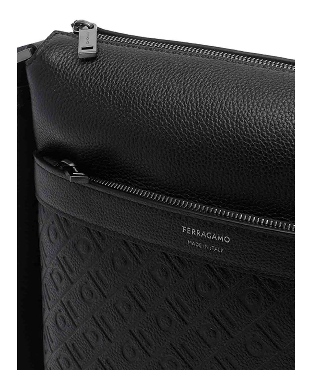 FERRAGAMO Черная кожаная сумка на плечо, фото 4