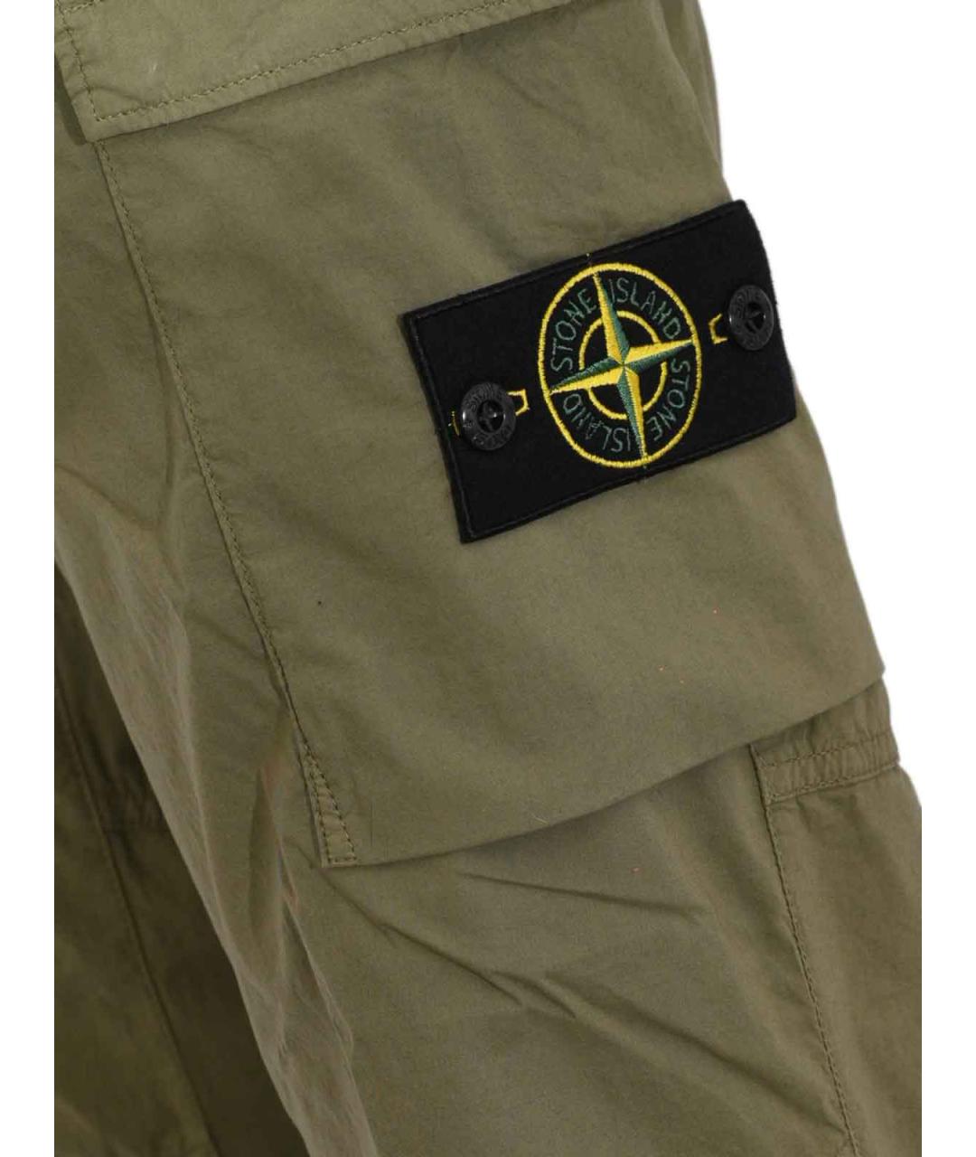 STONE ISLAND Хаки хлопковые повседневные брюки, фото 3
