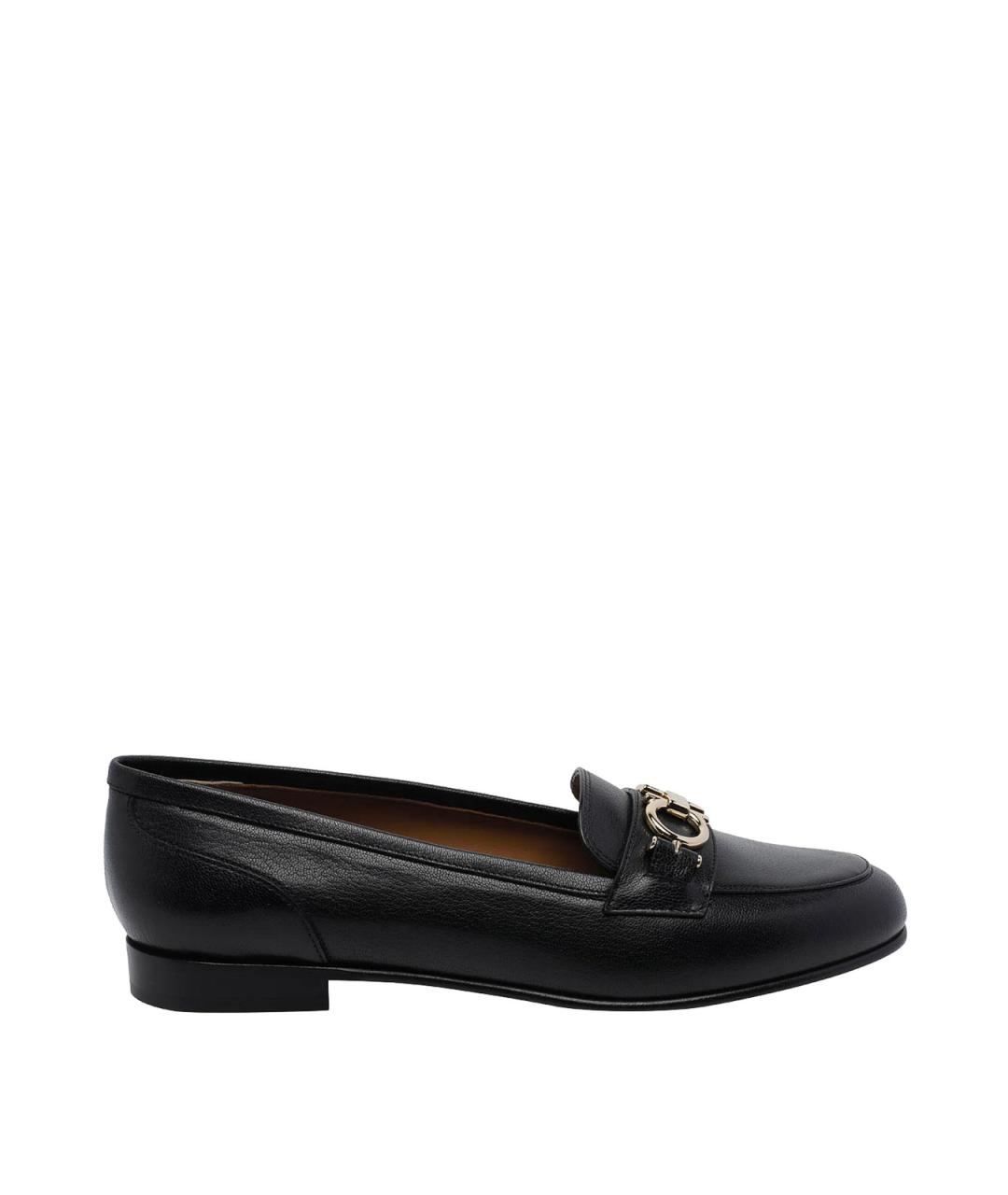 FERRAGAMO Черные кожаные лоферы, фото 1