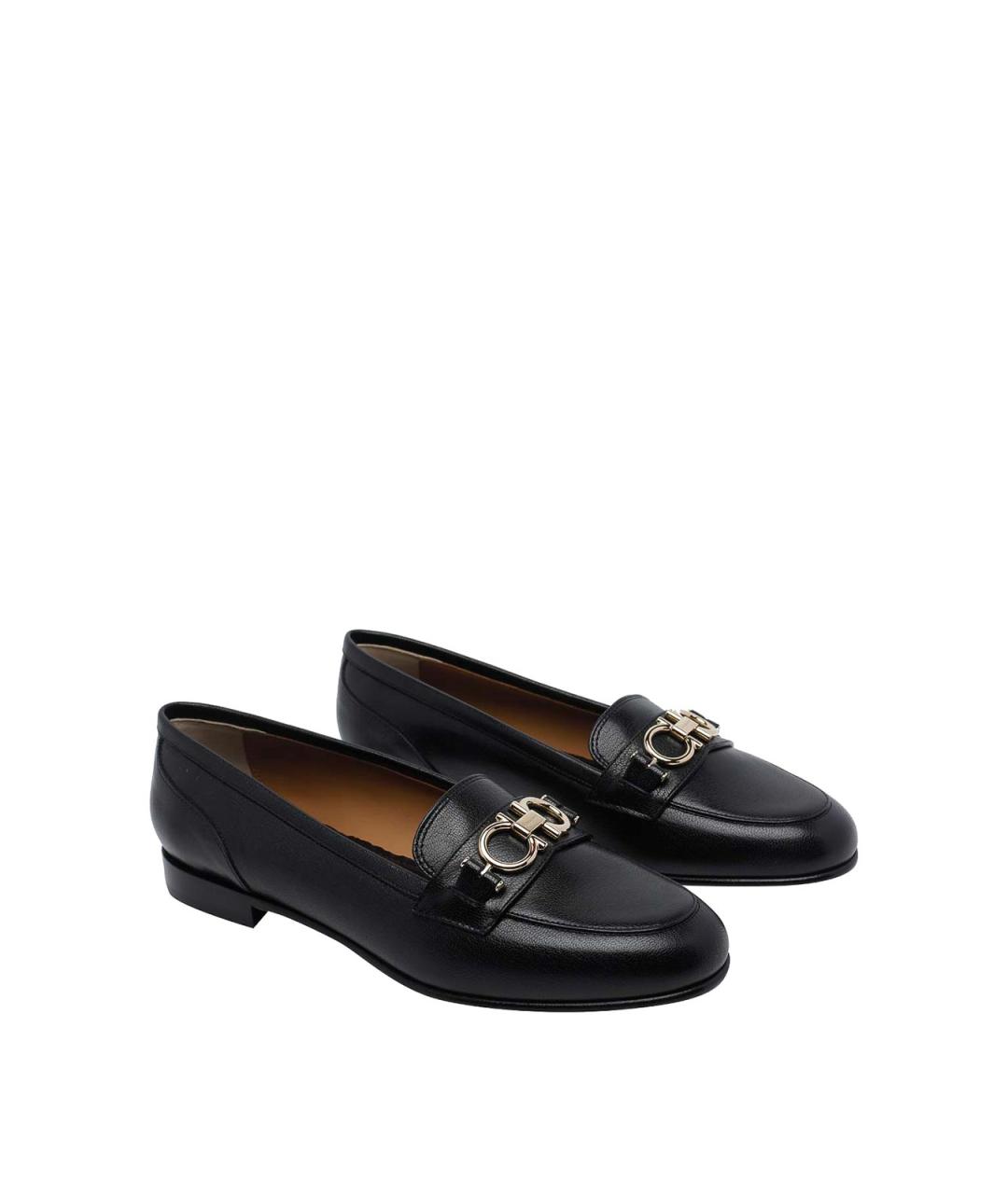 FERRAGAMO Черные кожаные лоферы, фото 2