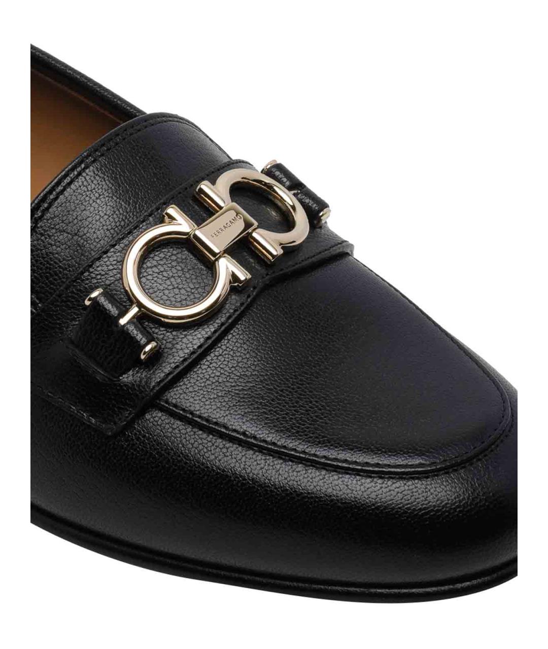 FERRAGAMO Черные кожаные лоферы, фото 4