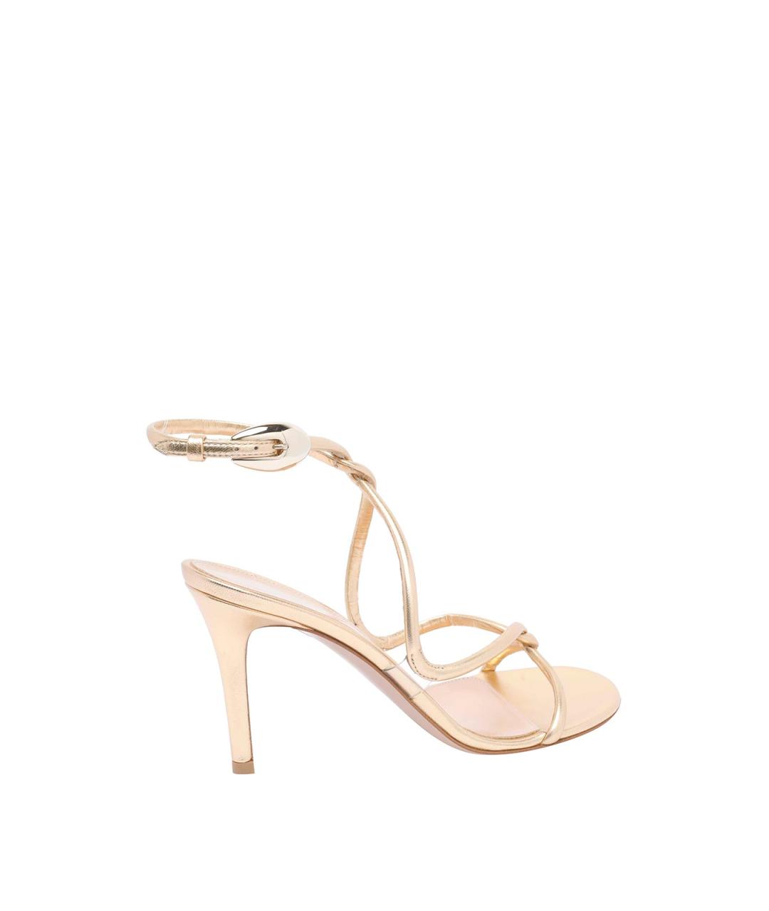 GIANVITO ROSSI Золотые кожаные босоножки, фото 3