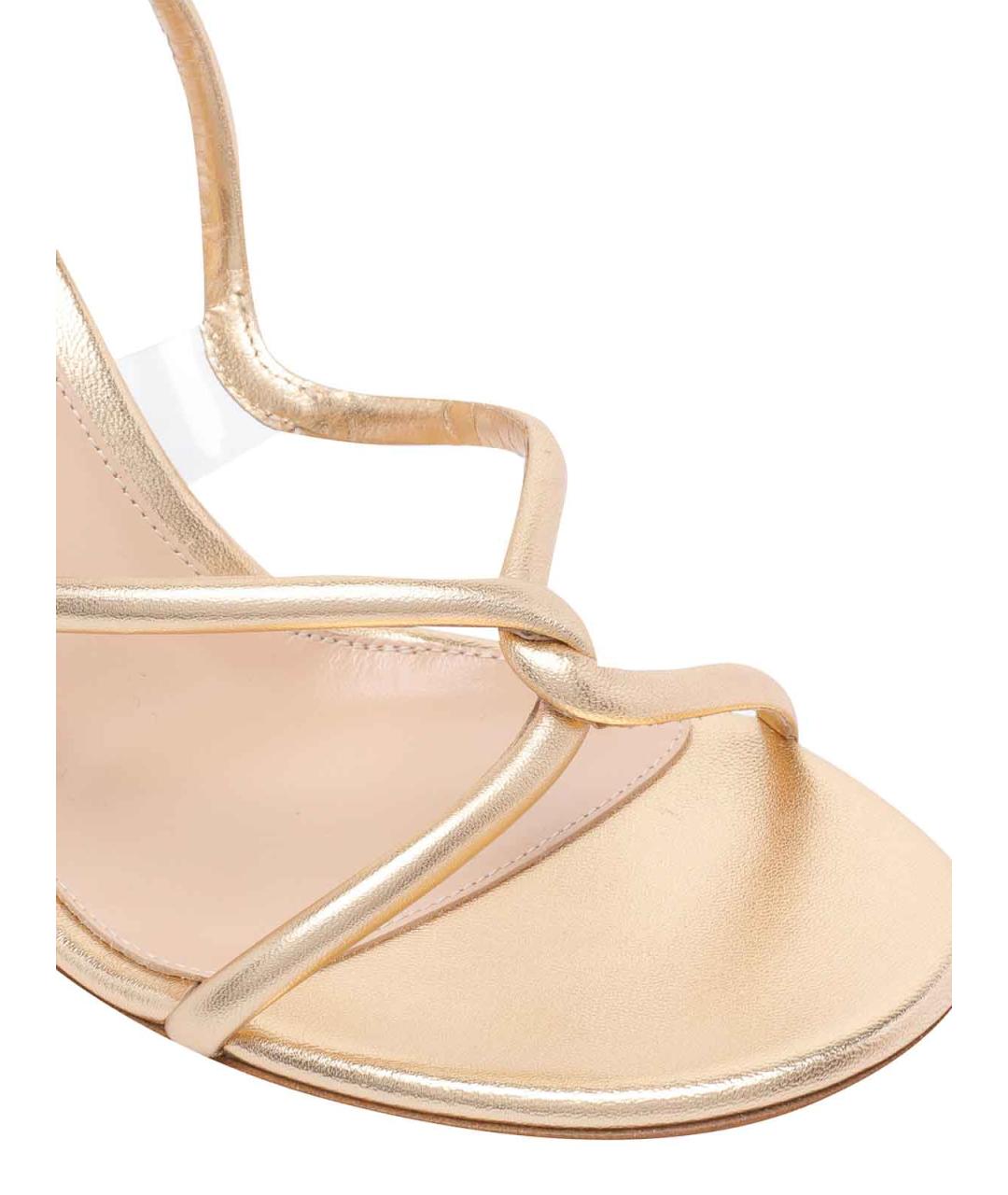 GIANVITO ROSSI Золотые кожаные босоножки, фото 4