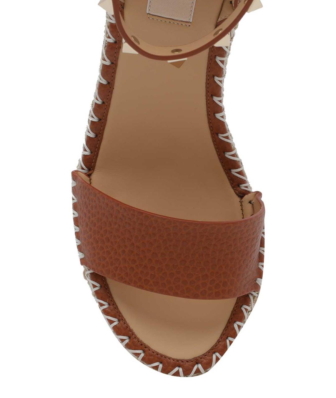 VALENTINO Коричневые кожаные босоножки, фото 4