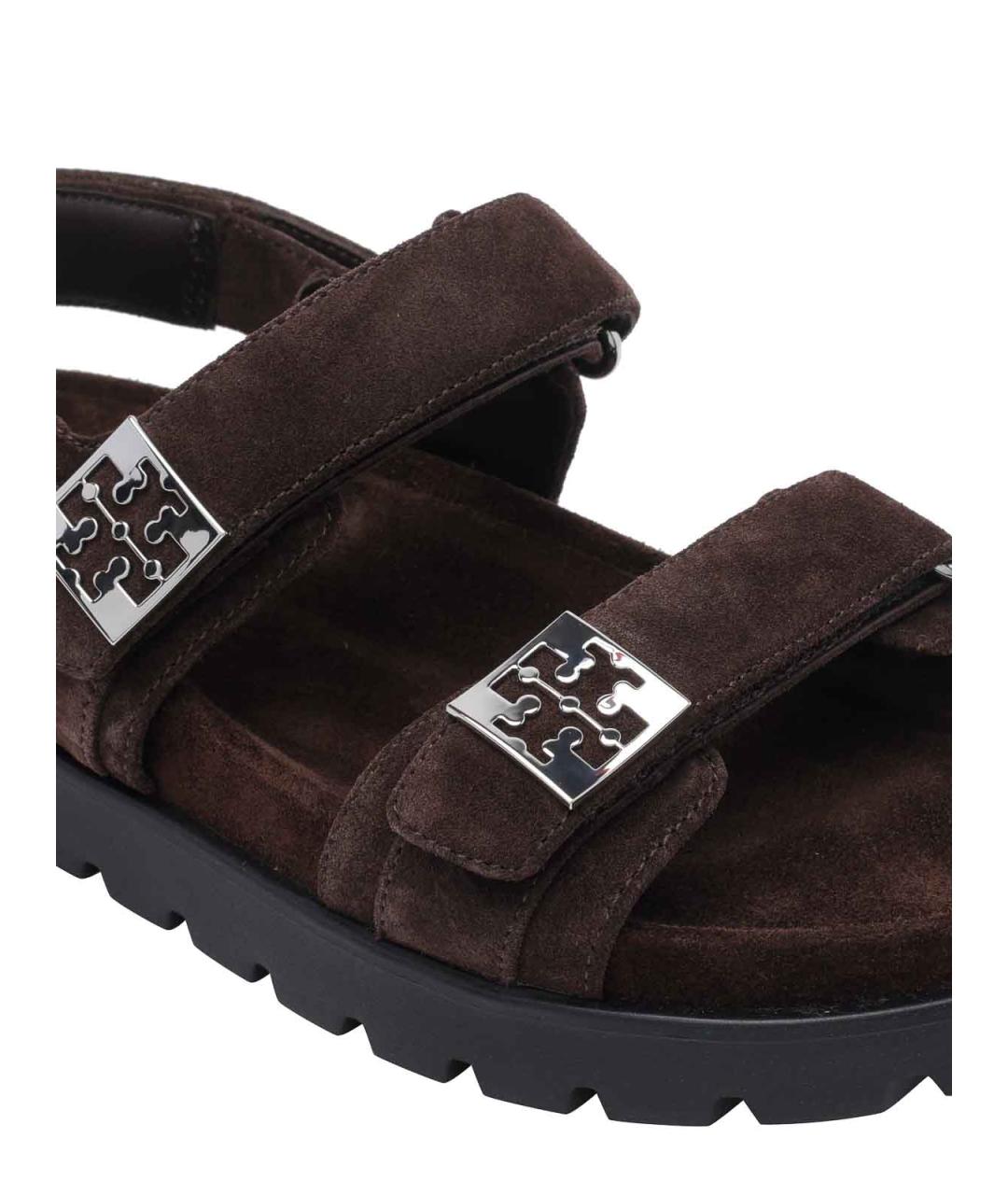 TORY BURCH Коричневые замшевые сандалии, фото 4