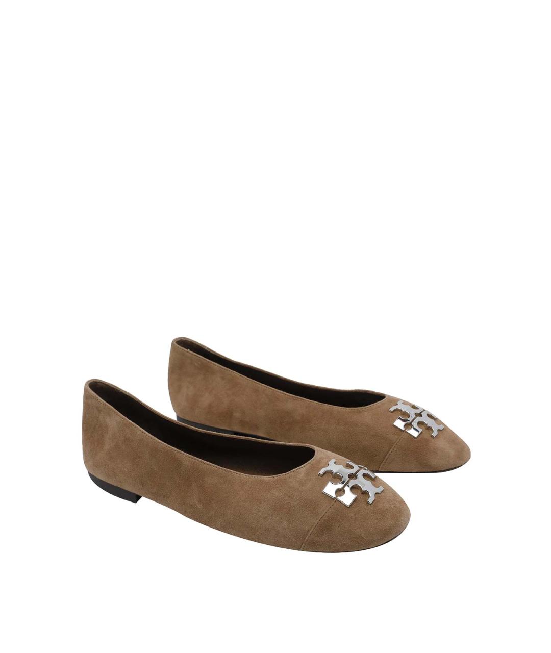 TORY BURCH Коричневые замшевые балетки, фото 2