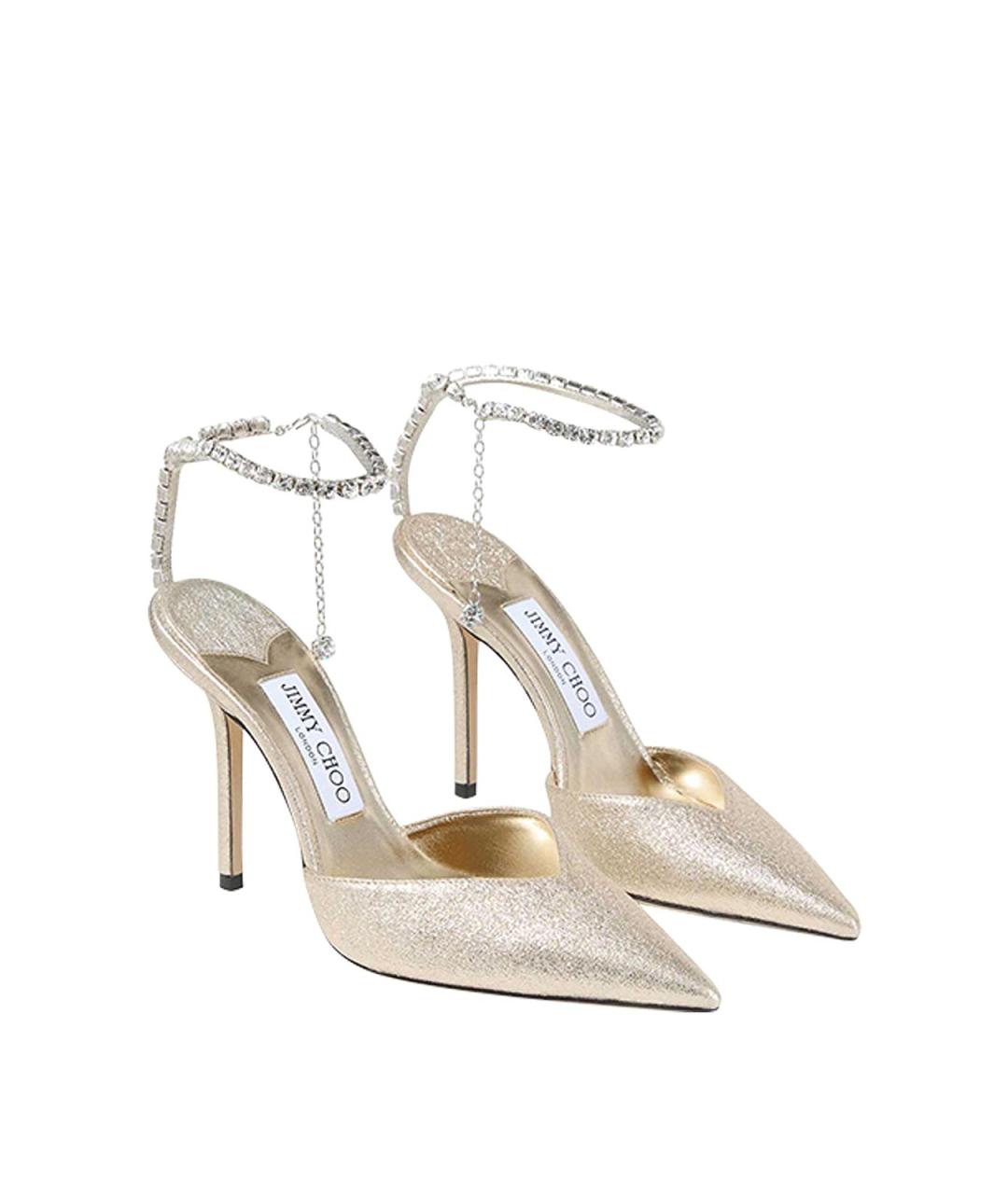 JIMMY CHOO Золотые кожаные туфли, фото 2