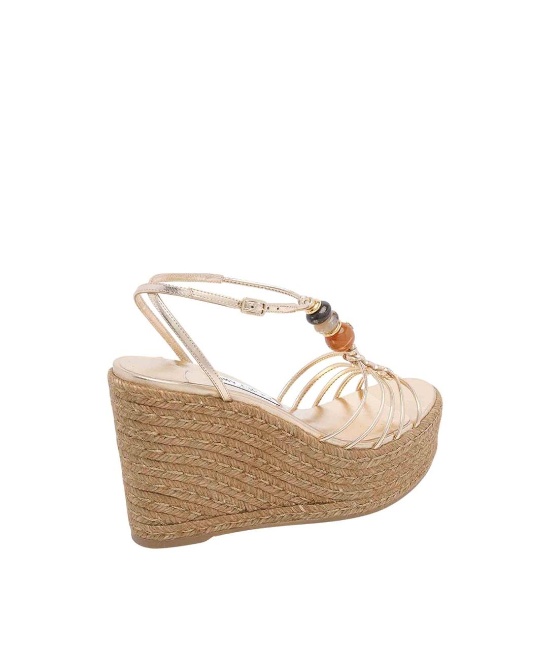 JIMMY CHOO Золотые кожаные босоножки, фото 3