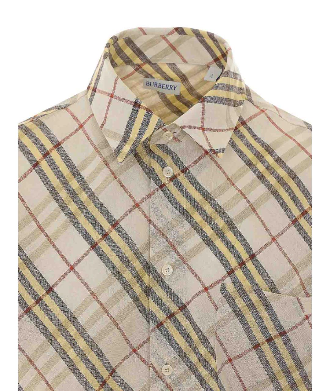BURBERRY Бежевая хлопковая кэжуал рубашка, фото 4