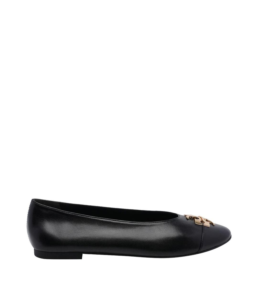 TORY BURCH Черные кожаные балетки, фото 1
