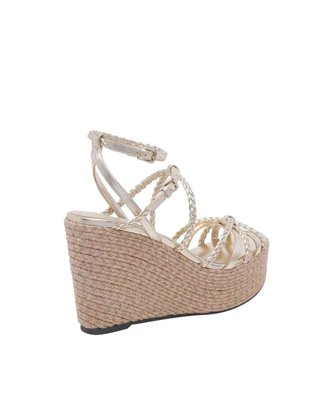 JIMMY CHOO Золотые кожаные босоножки, фото 3