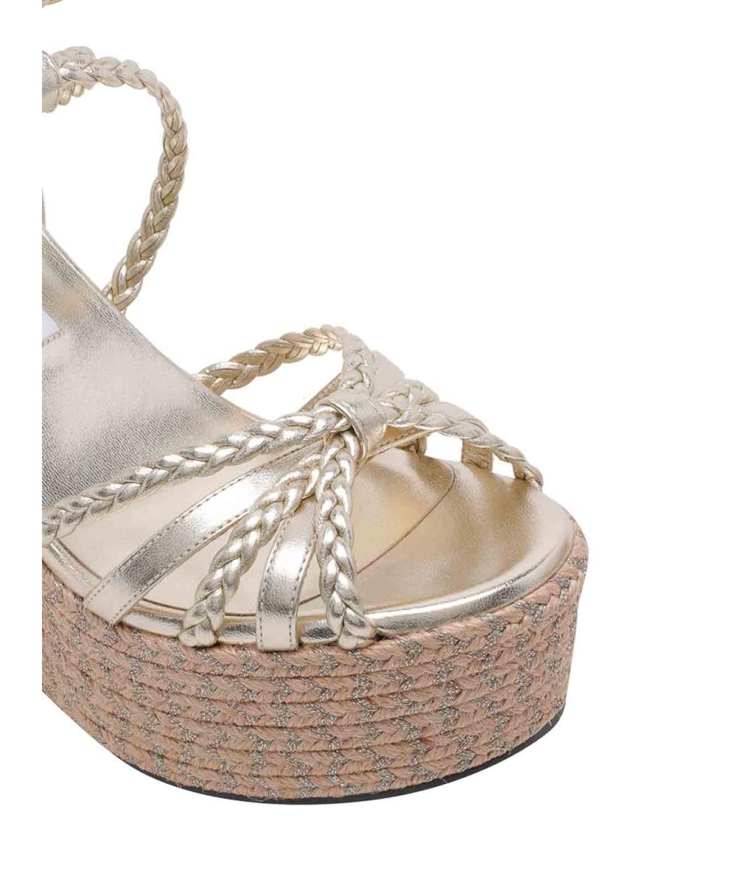 JIMMY CHOO Золотые кожаные босоножки, фото 4