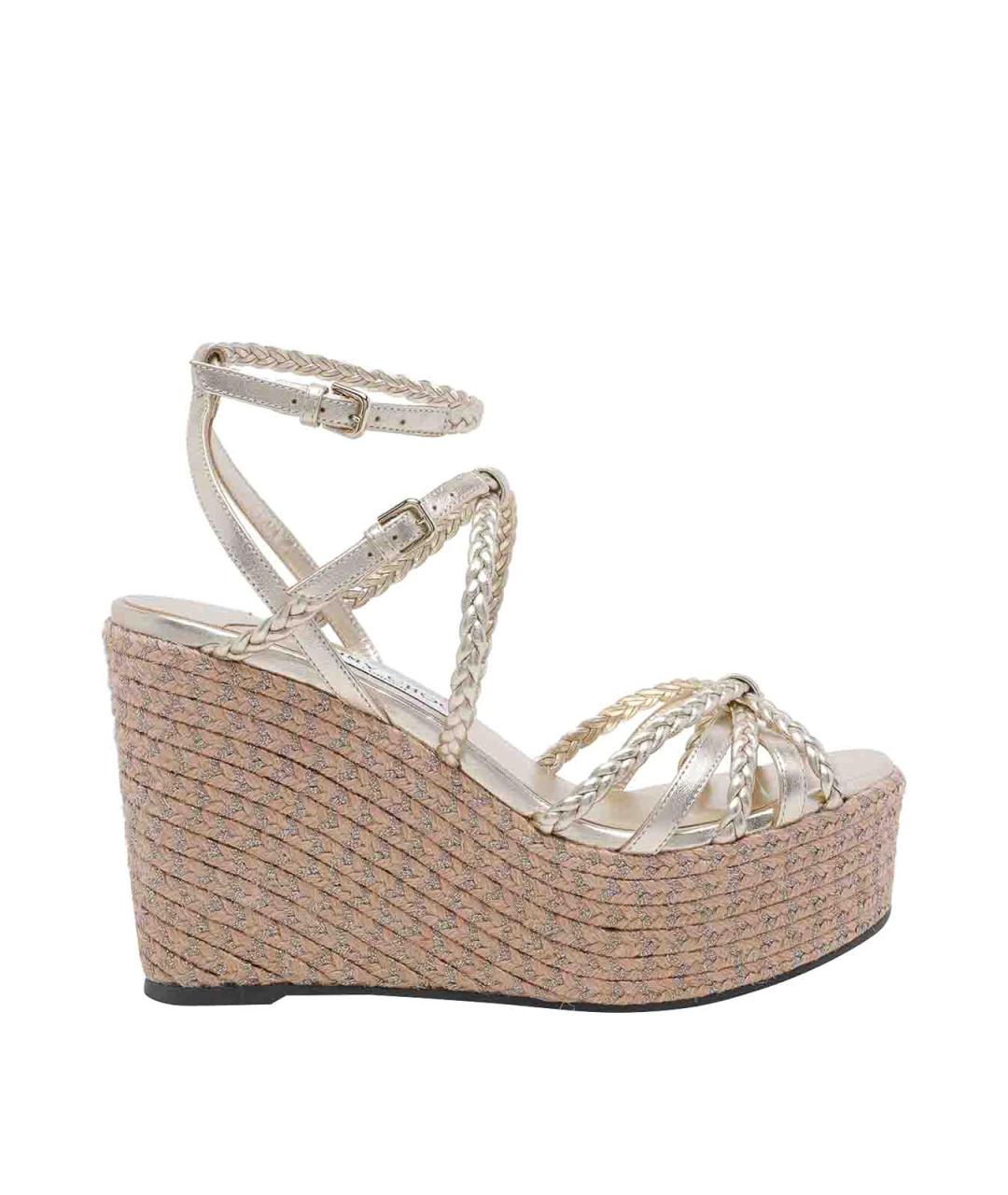 JIMMY CHOO Золотые кожаные босоножки, фото 1