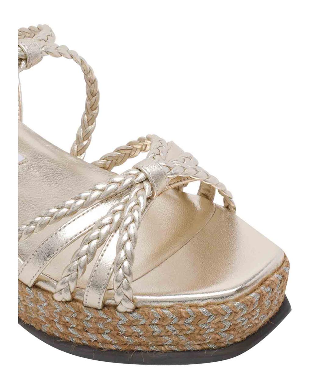 JIMMY CHOO Золотые кожаные босоножки, фото 4
