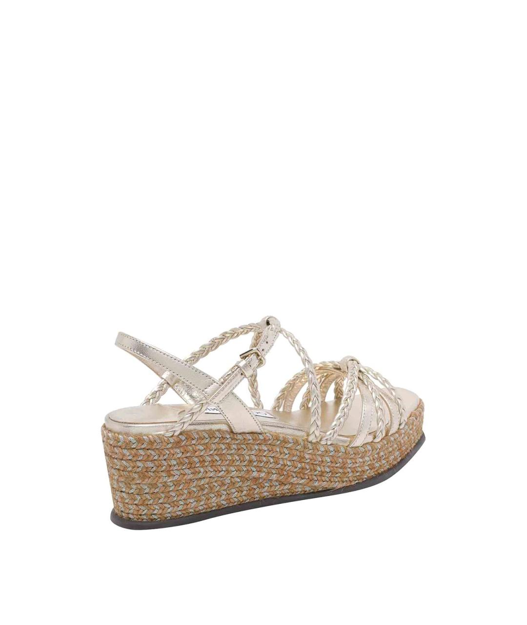 JIMMY CHOO Золотые кожаные босоножки, фото 3