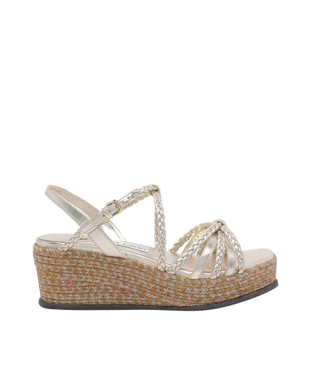 JIMMY CHOO Золотые кожаные босоножки, фото 1