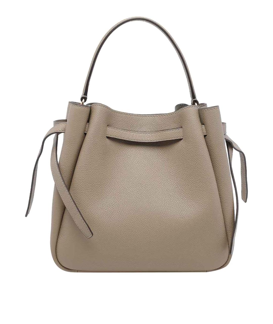 TORY BURCH Бежевая кожаная сумка с короткими ручками, фото 3