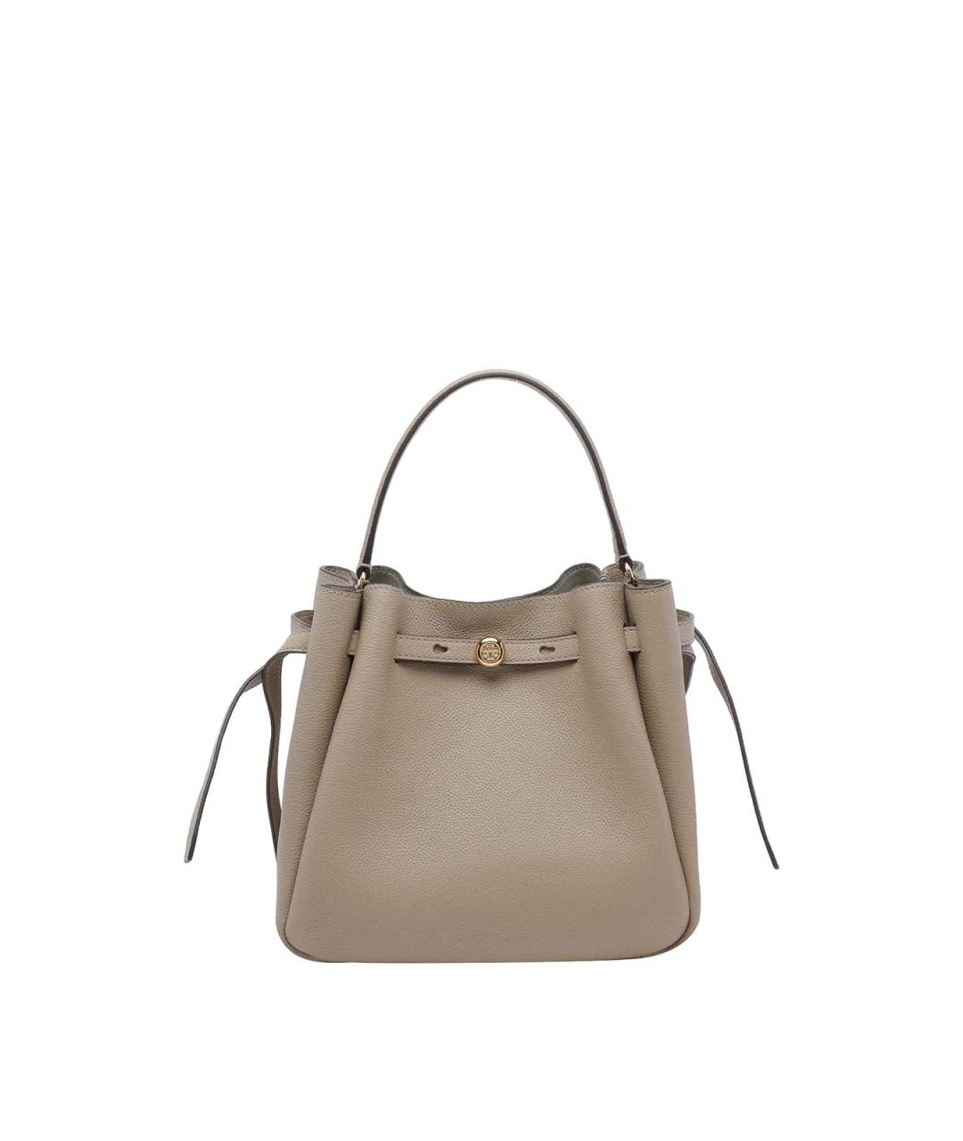 TORY BURCH Бежевая кожаная сумка с короткими ручками, фото 1