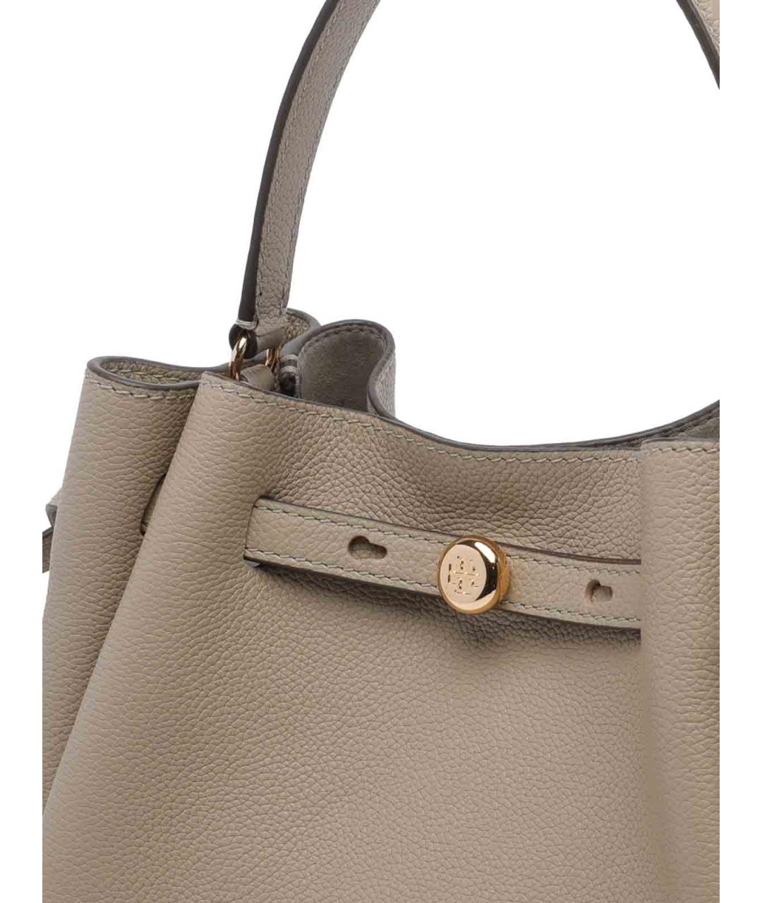 TORY BURCH Бежевая кожаная сумка с короткими ручками, фото 4