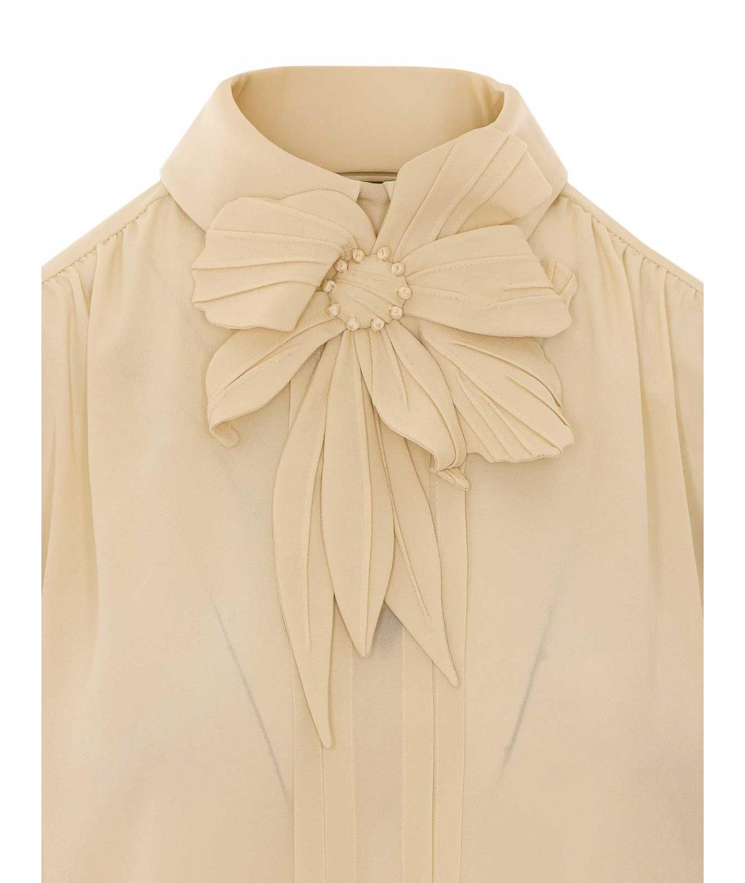 VALENTINO Бежевая шелковая рубашка, фото 4