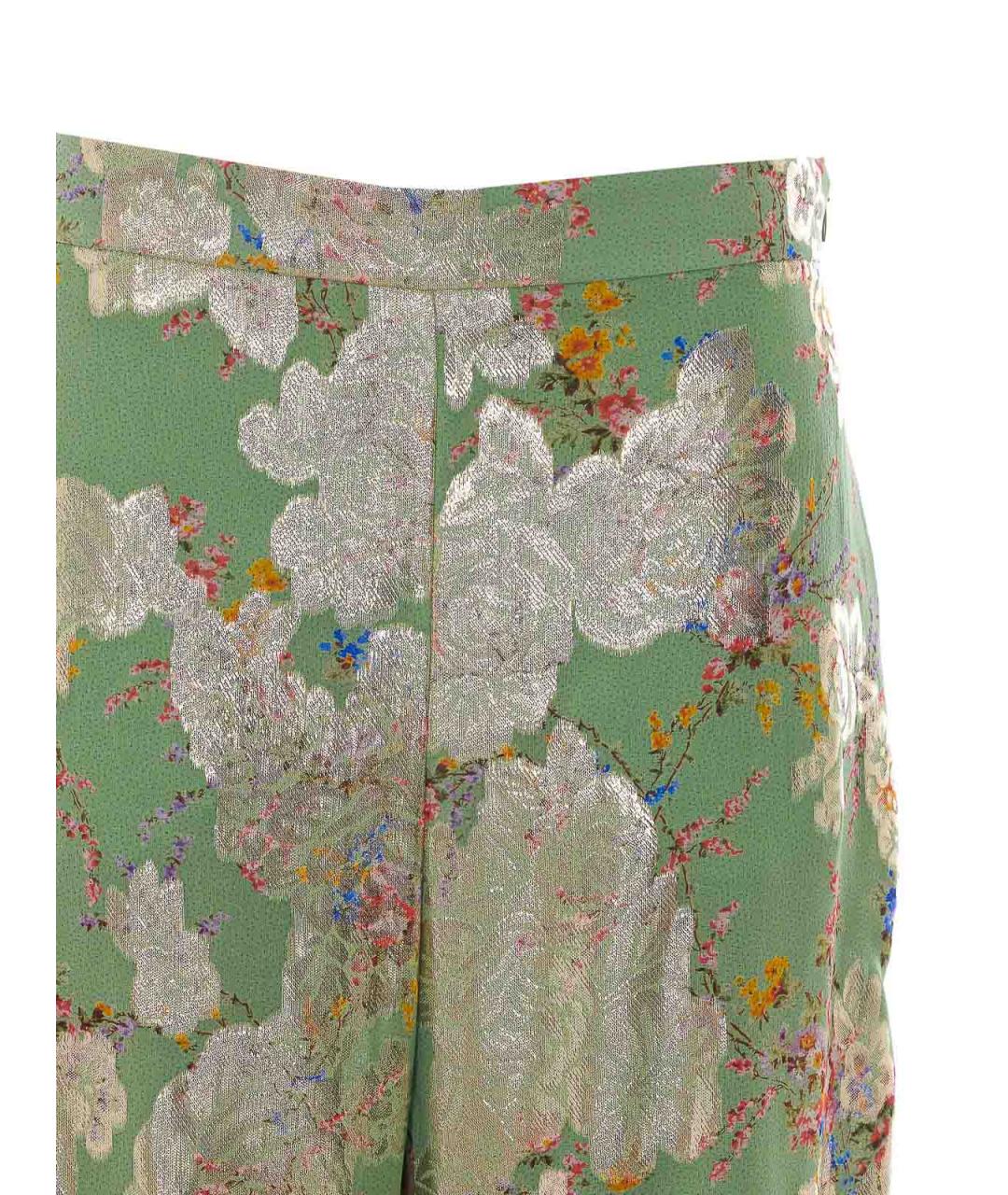 VALENTINO Зеленые шелковые прямые брюки, фото 4