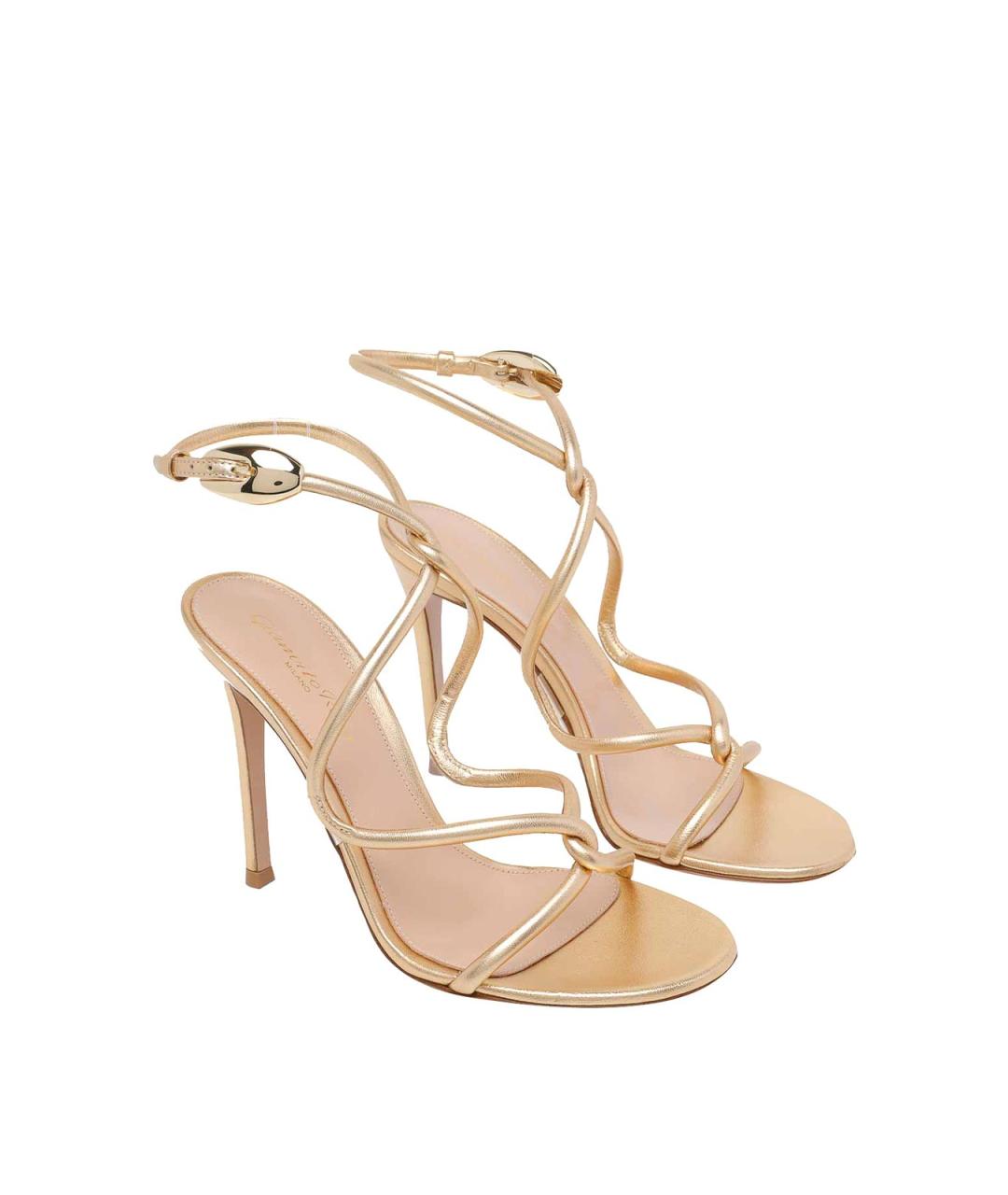 GIANVITO ROSSI Золотые кожаные босоножки, фото 2