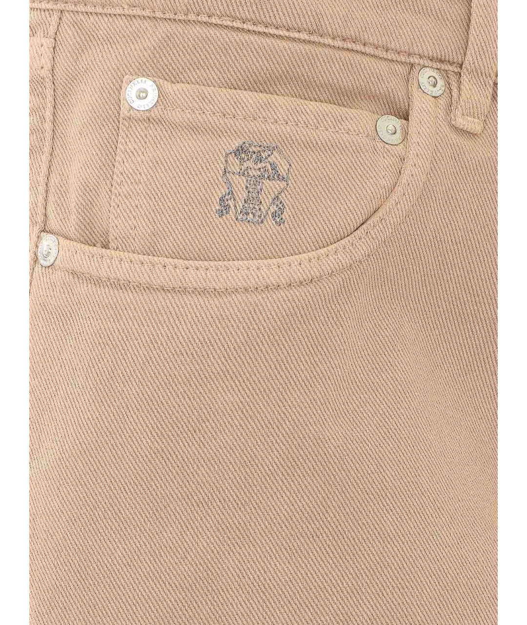BRUNELLO CUCINELLI Бежевые хлопковые прямые джинсы, фото 4
