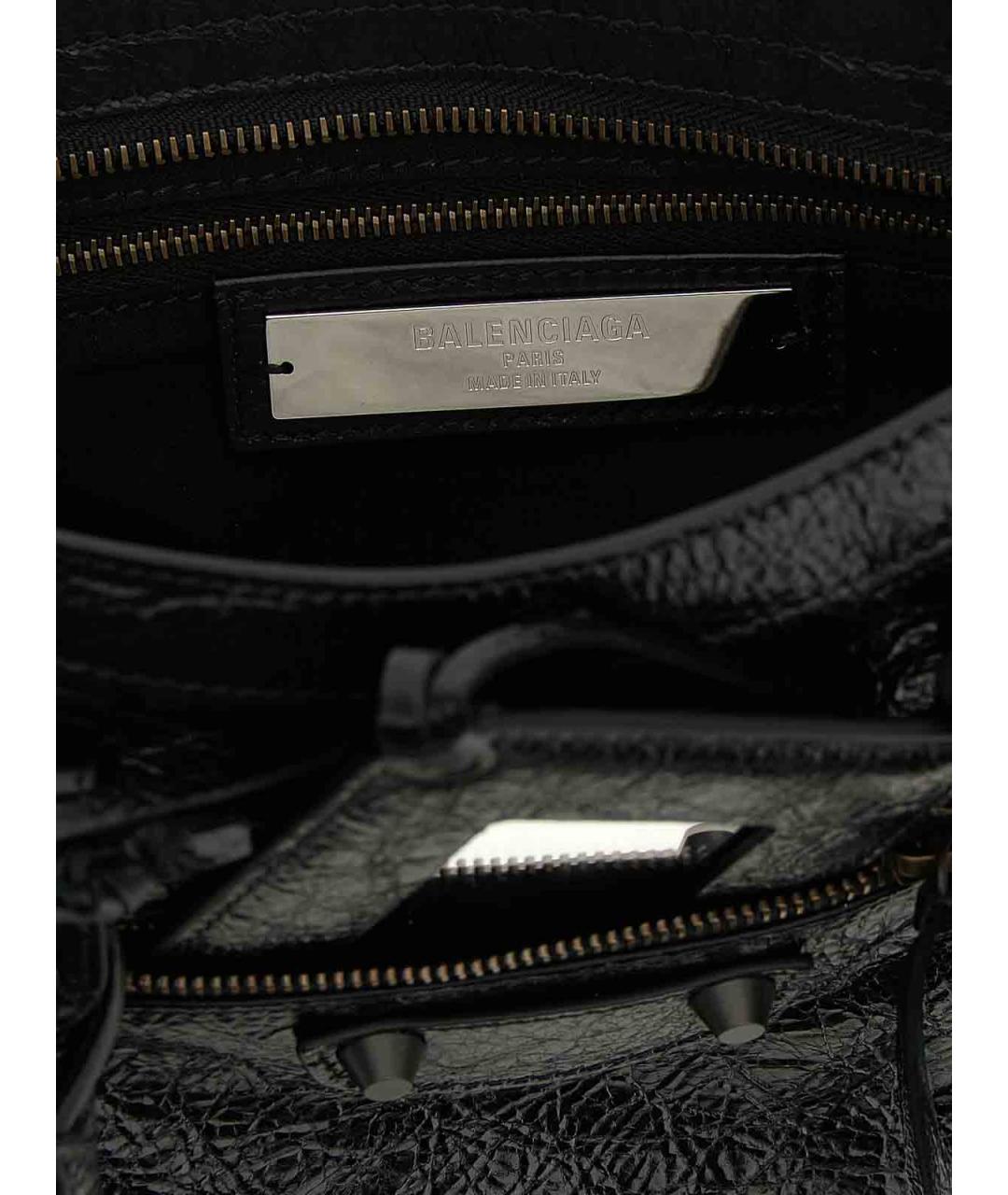 BALENCIAGA Черная кожаная сумка тоут, фото 4