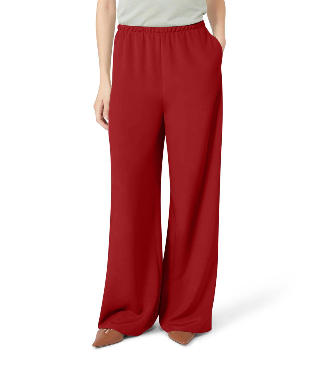 MAX MARA Красные шелковые прямые брюки, фото 2