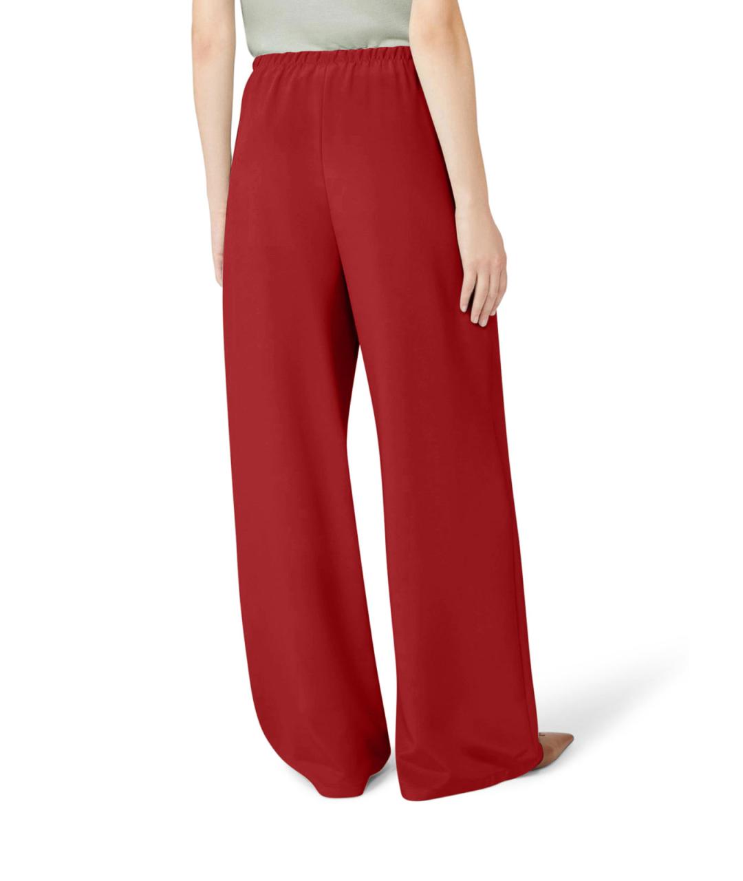 MAX MARA Красные шелковые прямые брюки, фото 3