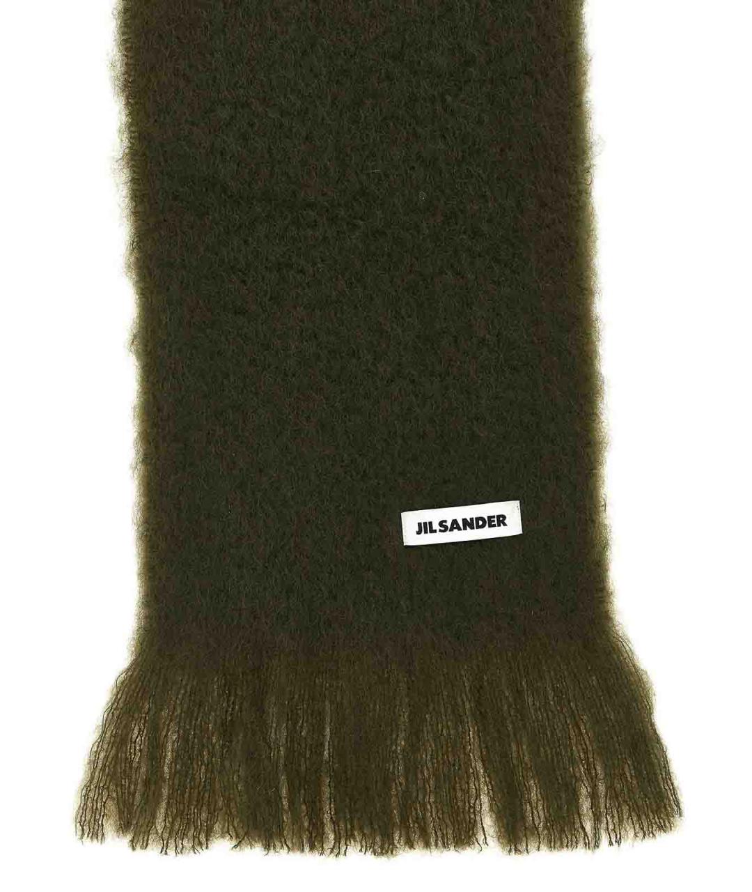 JIL SANDER Зеленый шерстяной шарф, фото 2