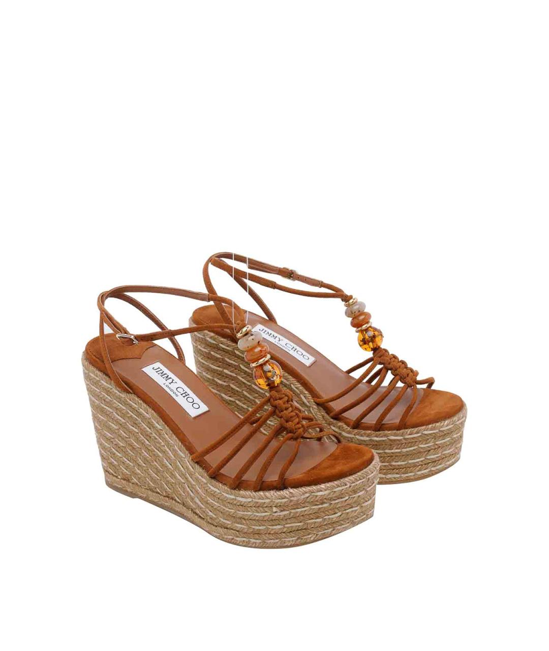JIMMY CHOO Коричневые замшевые босоножки, фото 2